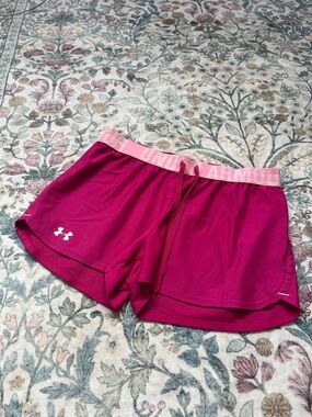 Under Armour Magenta Athletic Shorts with Pink Waistband